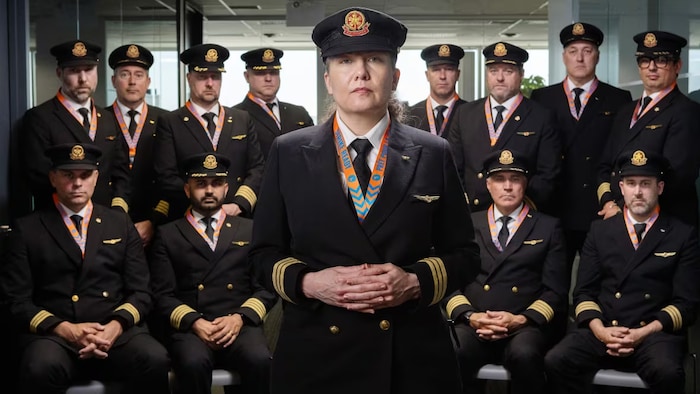 Foto de grupo de pilotos de Air Canada, agosto de 2024.