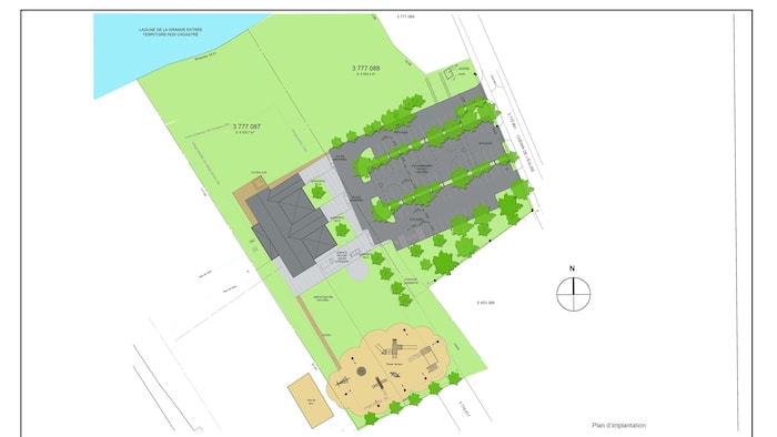 Un plan à deux dimensions du centre communautaire potentiel vu de haut.
