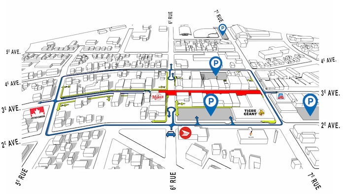 Un plan indique l'emplacement des travaux sur la 3e Avenue à Val-d'Or.