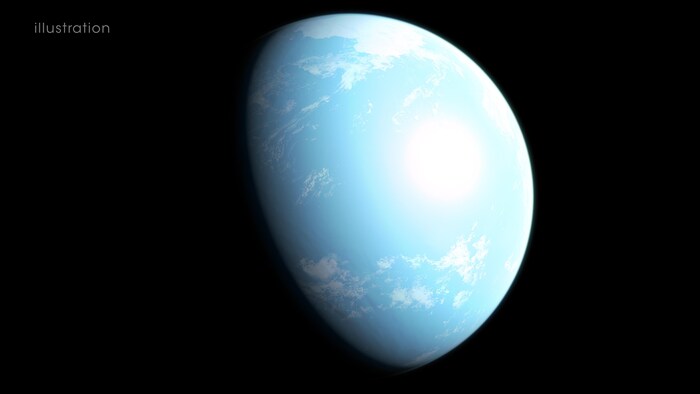 Une planète bleue avec des taches blanches.