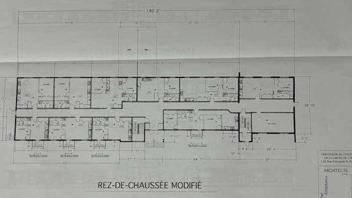 Les plans du rez-de-chaussée pour convertir un foyer en 20 logements.