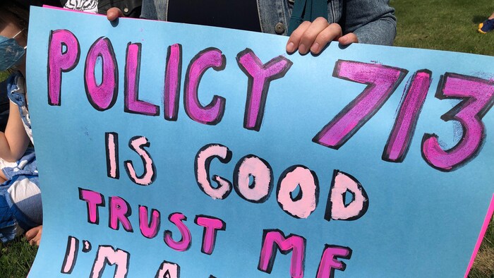 A Sign With The Words: “713 Policy Is Good.  Believe Me, I Am A Doctor (In Education).”