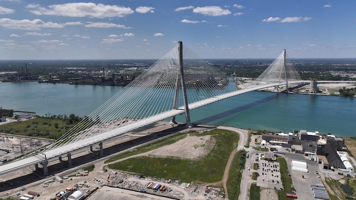 Photo aérienne du pont Gordie-Howe, le 23 juillet 2026.