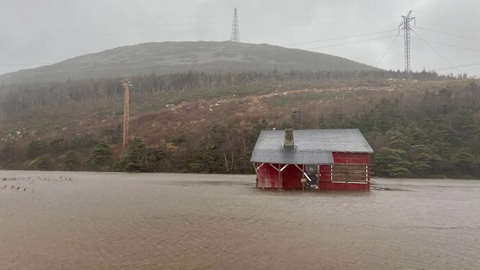 Water levels have risen at the Red Rocks turnoff near Port aux Basques.