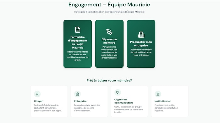 Une capture d'écran du portail