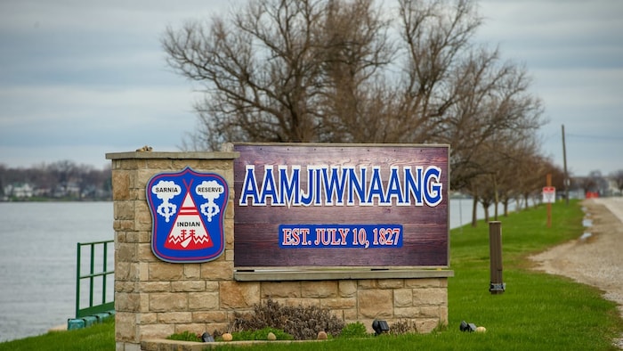 Panneau de la Première Nation d’Aamjiwnaang.