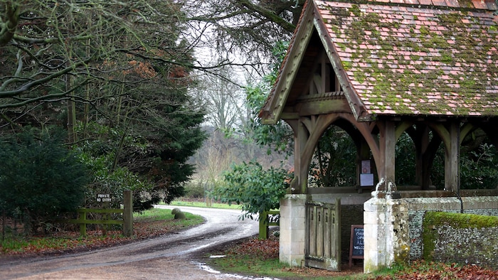 Vue générale de l'entrée de Wood Farm, la demeure d'Andrew Mountbatten-Windsor, le 19 février 2026 à Sandringham, dans le Norfolk.