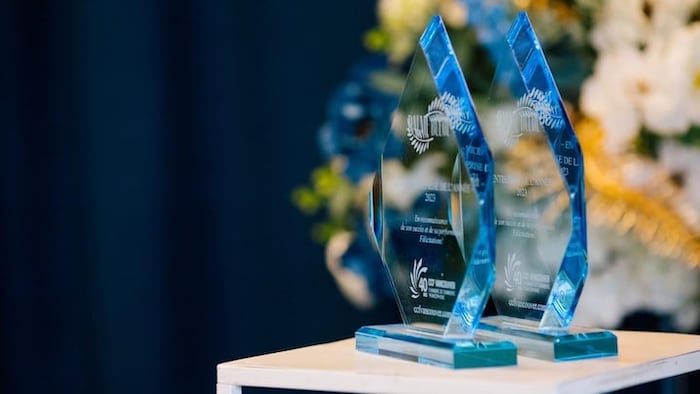 Des trophées de la Palme bleue.