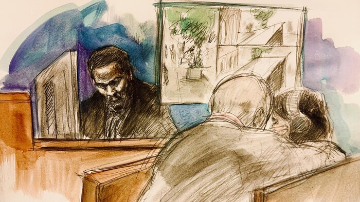 Illustration judiciaire du procès.