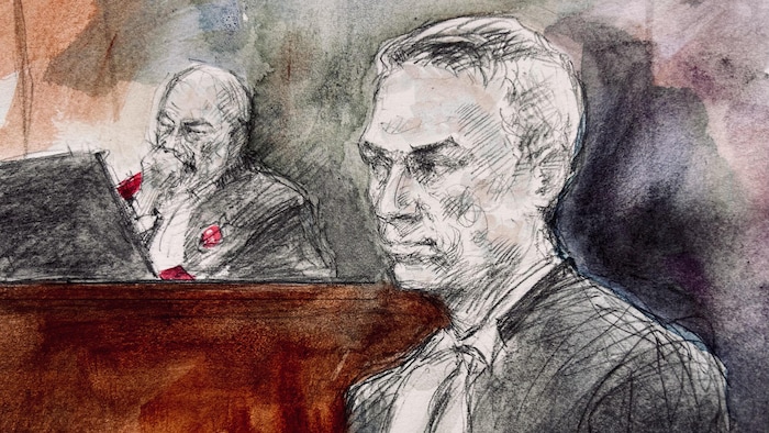 Une illustration judiciaire du procès.