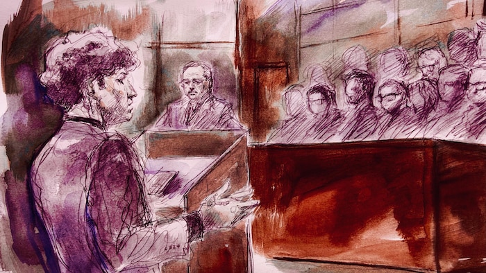 Une illustration judiciaire du procès.