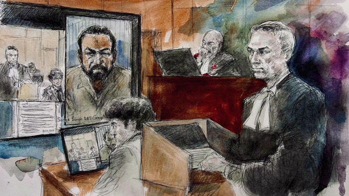 Une illustration judiciaire du procès.