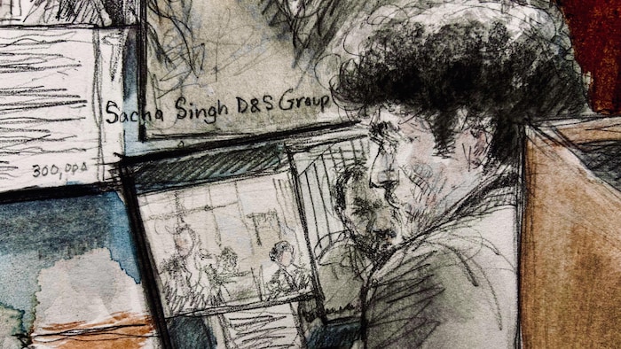 Une illustration judiciaire du procès.