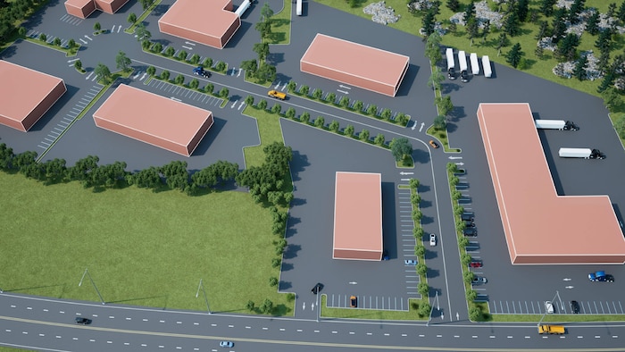 Un plan du futur développement comprenant des espaces locatifs.