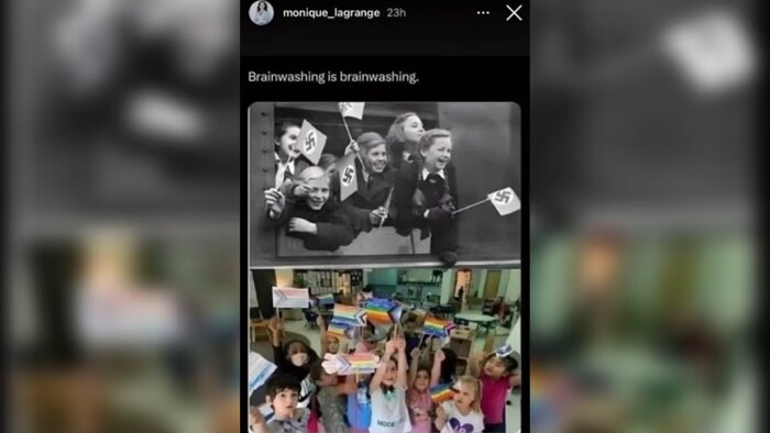 المنشور الذي وضعته مونيك لاغرانج على حسابها على موقع ’’إنستغرام‘‘ وتسبب لها بعقوبات، وقد أُزيل لاحقاً.