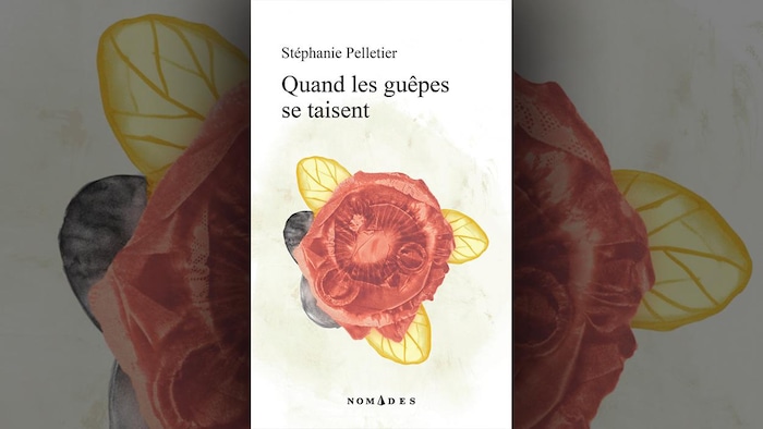 Page couverture du livre avec un dessin de fleur orange sur un fond blanc.