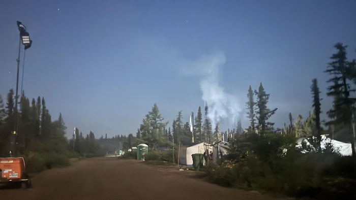 Des campements à travers la forêt.