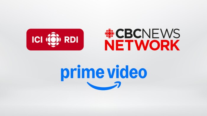 Les logos d’ICI RDI, CBC NEWS et Prime video.