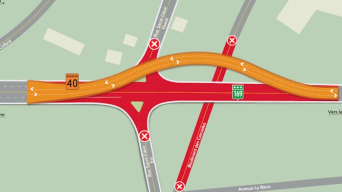 Un plan indique le chemin de déviation à emprunter pendant les travaux.