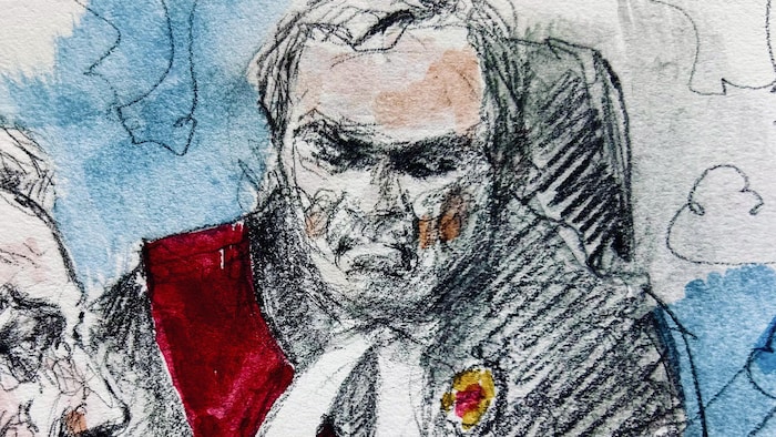 Une illustration judiciaire du procès.