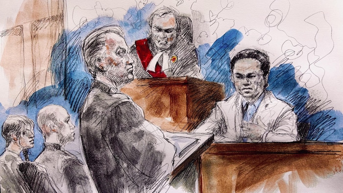 Une illustration judiciaire du procès.