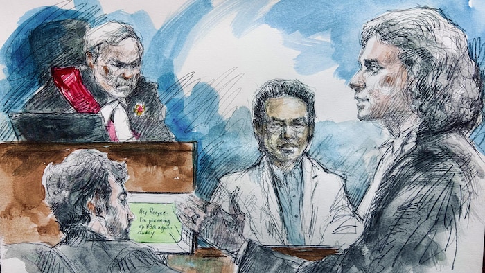 Une illustration judiciaire du procès.