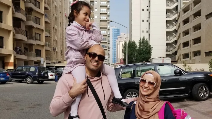 Bashar Jazmati, his wife Noor and their daughter Julia in Kuwait, where they have been waiting for years for news on their application to come to Canada as refugees. (Submitted by Heidi Honegger)
