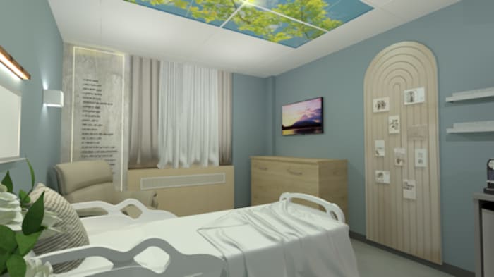 Une maquette d'une chambre.