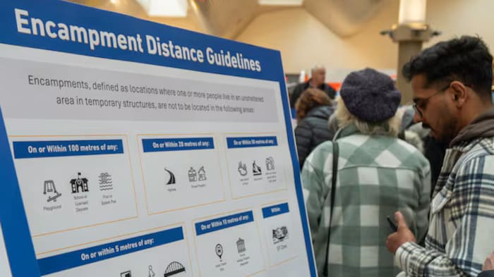 Un tableau montrant les lignes directrices concernant la distance des campements.