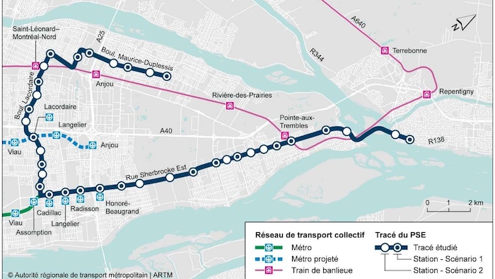 Carte du tramway de l'ARTM.