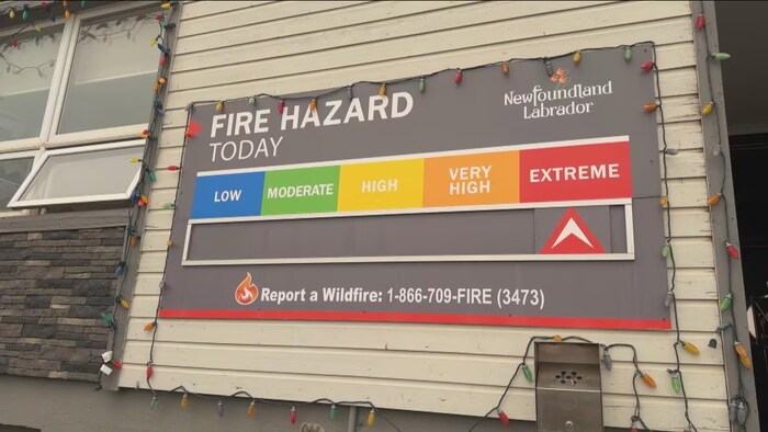 Une pancarte qui affiche un risque d'incendie élevé pour la journée.