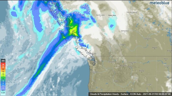 Une image-satellite d'une rivière atmosphérique.
