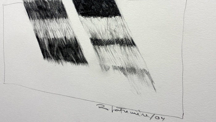 Croquis de foin de Roger Lafrenière datant de 2004.