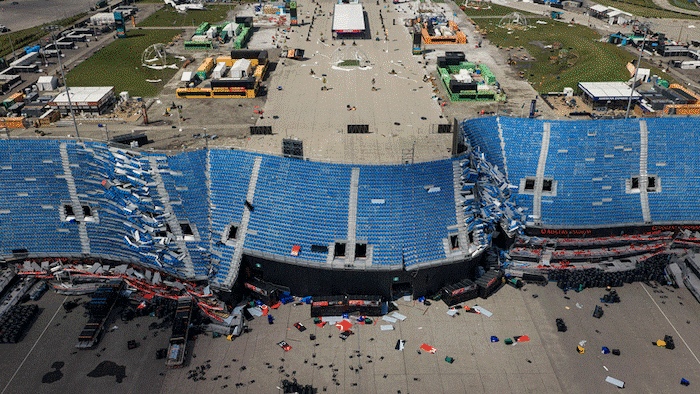 Des gradins détruits au Stade Rogers de Toronto, le 3 septembre 2026.