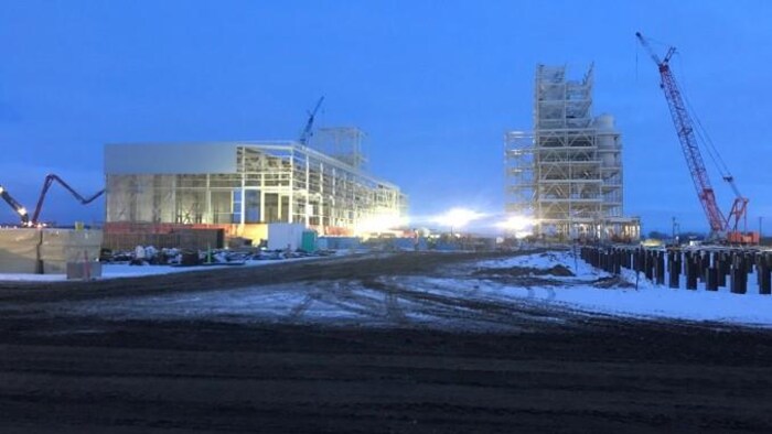 Le site de l'usine Roquette à Portage la Praire avec deux structures en cours de construction.