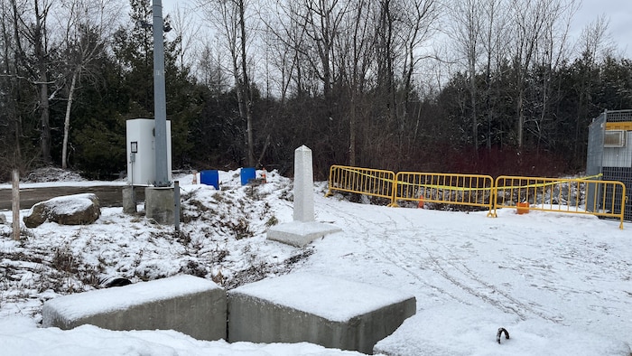 The unofficial crossing near Roxham Road in Quebec is surrounded by farmland and forests. Border officials on both sides of the line have been warning about the dangers of trying to make the crossing, particularly during the winter.