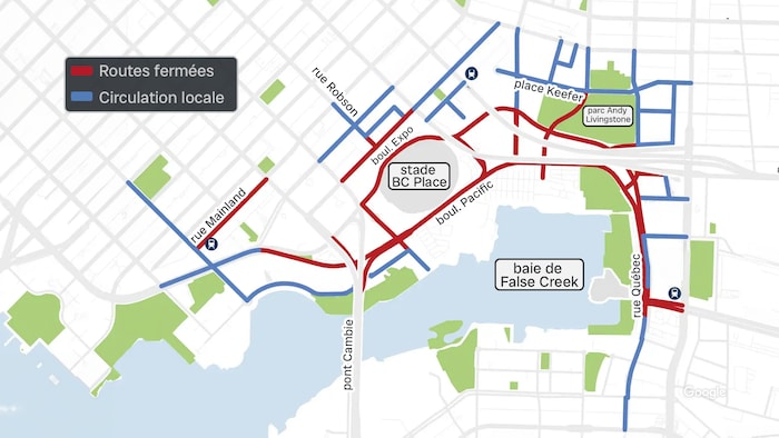 Une carte du centre-ville de Vancouver