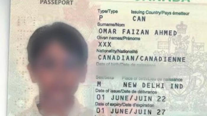 Safa Khan's son, Omar Ahmed, has the same problem on his Canadian passport as his mother does. His first name also reads XXX. (Submitted by Safa Khan)