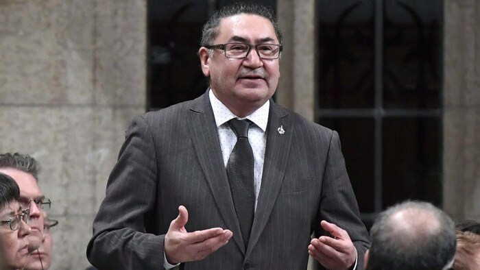 Le député néo-démocrate Romeo Saganash prend la parole à la Chambre des communes à Ottawa, en février 2018.