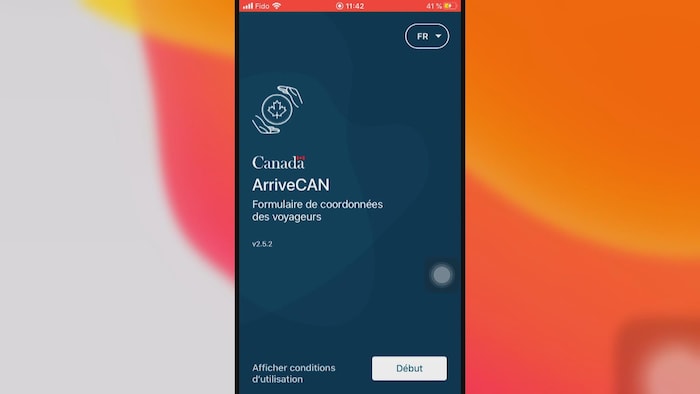 Pantalla de ingreso a la aplicación para teléfonos inteligentes ArriveCAN