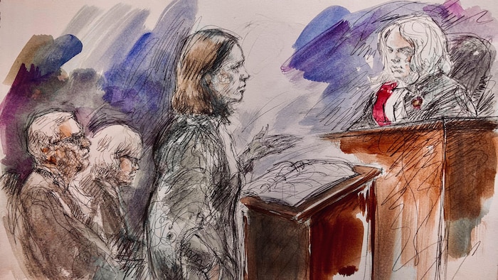 Une illustration judiciaire du procès.