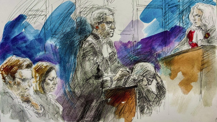 Une illustration judiciaire du procès.