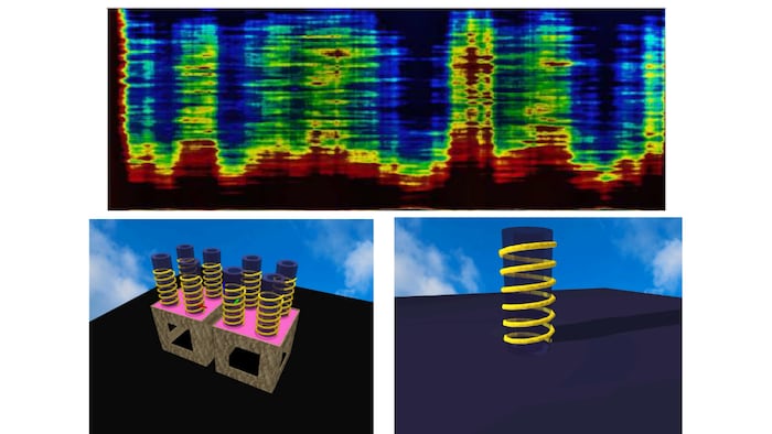 Des images tomographiques des supposées structures sous la pyramide de Khéphren et des modèles 3D de ces structures. 