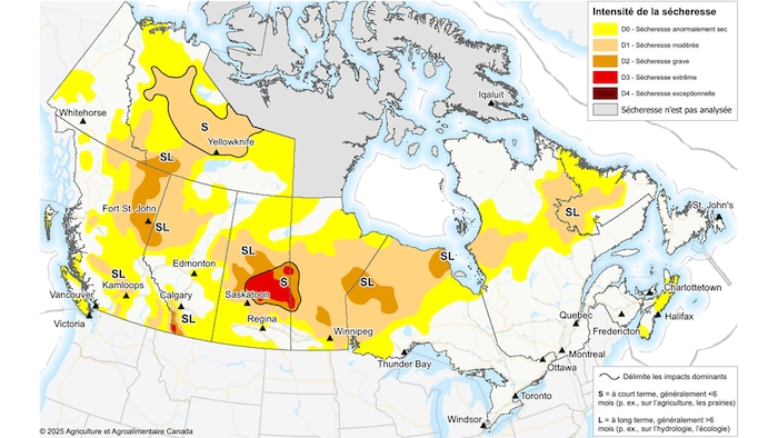 Une carte thermique du Canada.