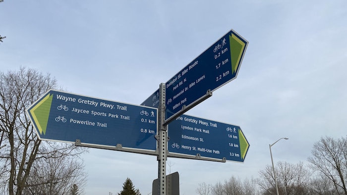 Photo d'une pancarte indiquant le sentier Wayne Gretzky