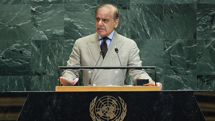 Shehbaz Sharif prend la parole lors de l'Assemblée générale des Nations unies.