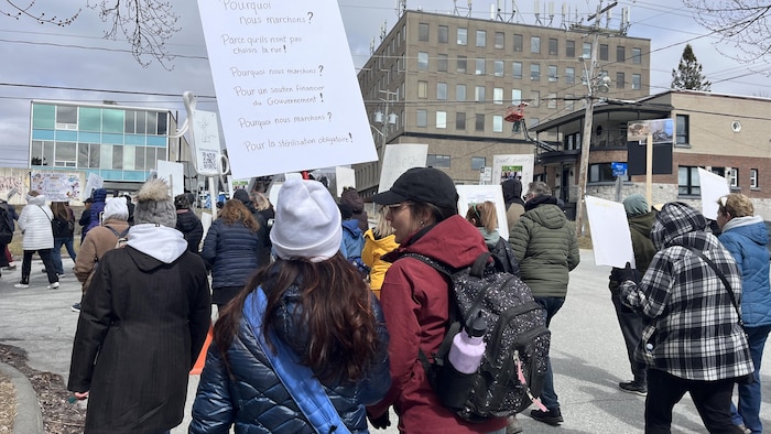 Des jeunes tiennent des pancartes.