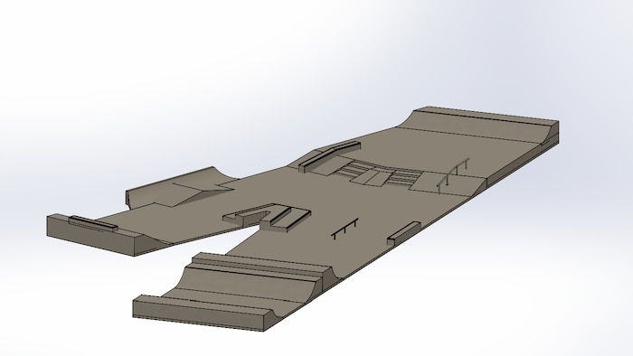 Un plan en trois dimension du futur skatepark de Maria.