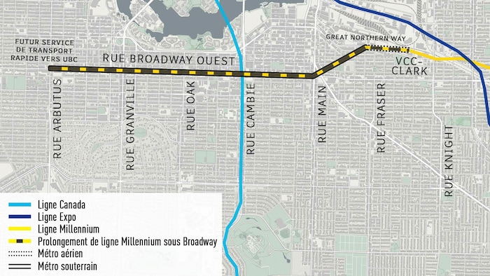 Great Northern Way, Mount Pleasant, BroadwayㅡCity Hall, FairviewㅡVGH, South Granville et Arbutus.