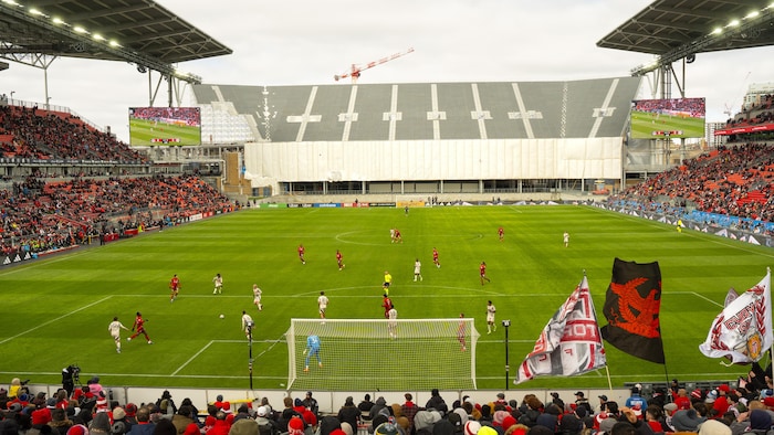 Le terrain du Stade de Toronto lors d'un match du Toronto FC.